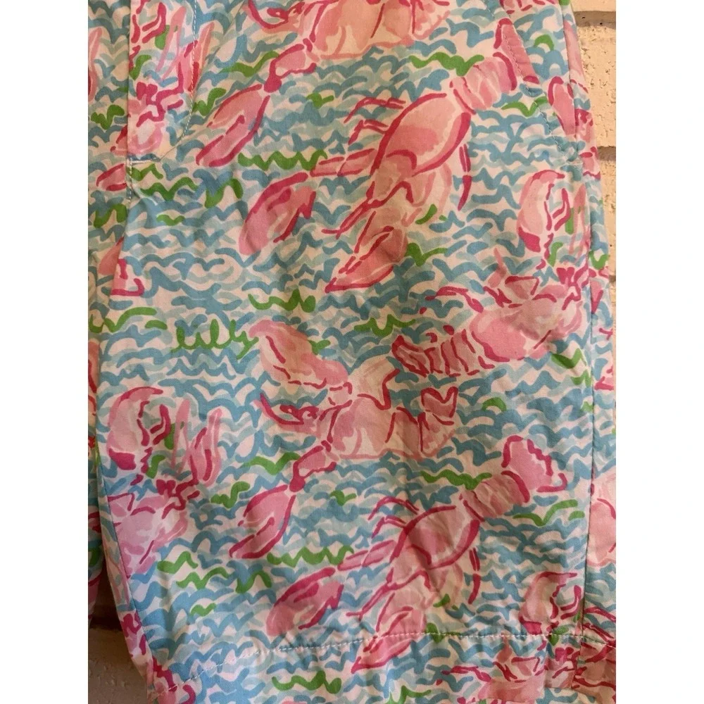 Lilly Pulitzer Womens 6 The Chipper Bermuda Golf Summer Shorts Lobster Print